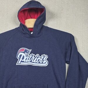 New England Patriots NFL Team Apparel Hoodie Youth XL 18/20 Blue Red Embroidered